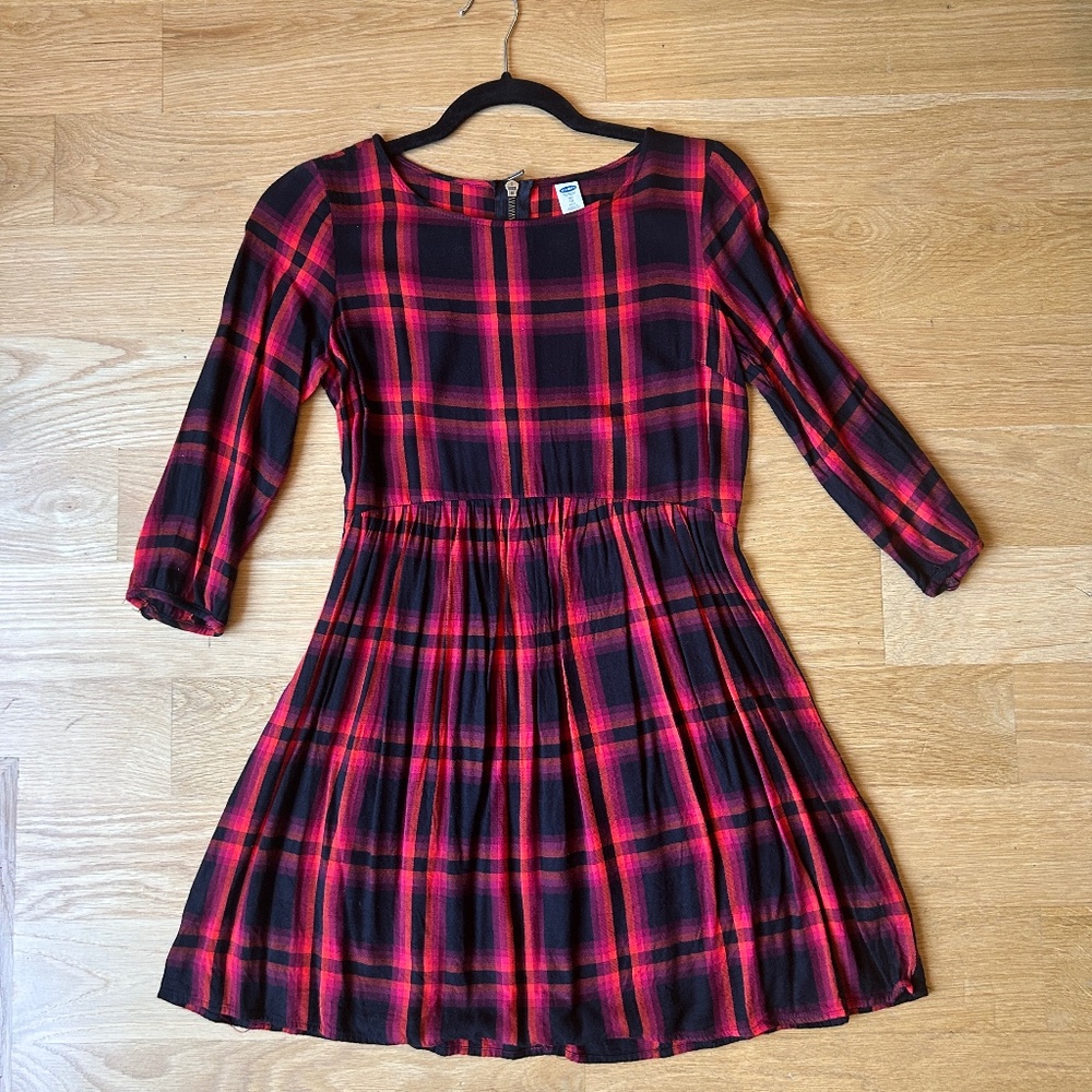 Old Navy Soft Fit and Flare Plaid Dress